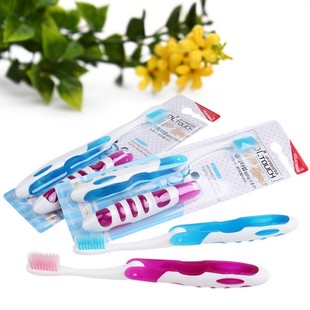 进口韩国进口旅行牙刷便携可折叠成人软毛情侣牙刷2支装旅游必备