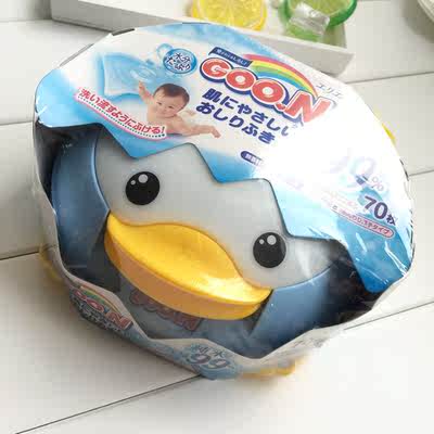 日本大王婴儿99%超柔水润企鹅盒装湿巾70枚护肤湿巾 精制水湿纸巾