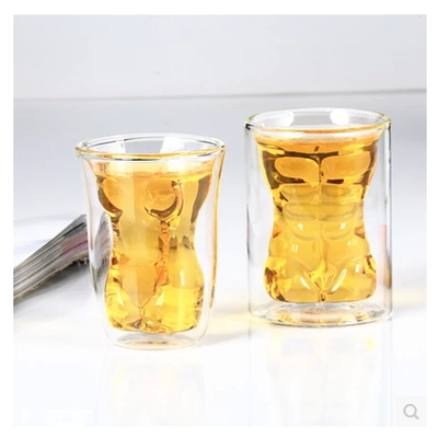 耐热双层玻璃花茶杯创意可爱情侣玻璃水杯防烫1314对杯冷饮杯包邮