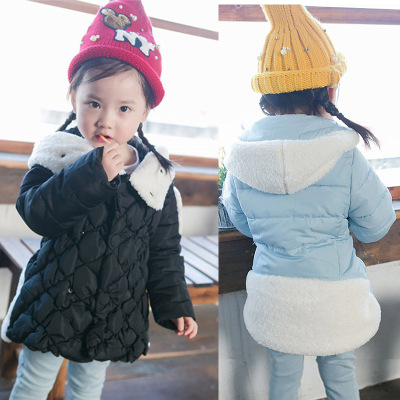 2016新款韩版童装冬外套女童羽绒棉服儿童中长款修身棉衣小童棉袄