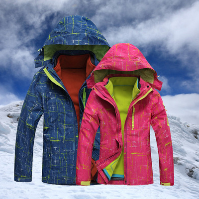 冬季Adtass冲锋衣男女三合一加绒加厚迷彩情侣户外西藏登山服外套
