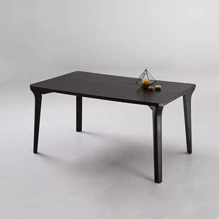 斯品家居 黑色简约现代设计师小户型餐桌 组装白蜡木饭桌餐厅桌子