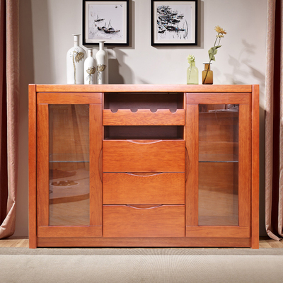 实木餐边柜现代中式储物柜小酒柜简约茶水柜碗柜多功能收纳柜