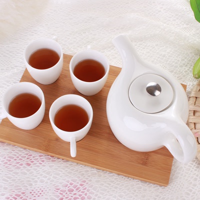 整套茶具茶杯陶瓷茶艺杯纯白茶具套装功夫茶杯套装木底座茶具套装