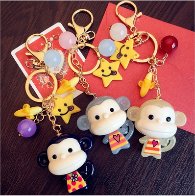 创意韩国卡通小猴子汽车钥匙扣猴年吉祥物挂件可爱包包挂饰钥匙扣