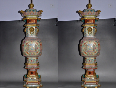 清乾隆珐琅彩鎏金供瓶一对重器高古董古玩瓷器收藏