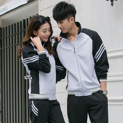 2016年新款情侣运动套装校服团购服装韩版开衫运动服男士休闲外套