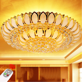 现代LED金色客厅灯圆形水晶吊灯吸顶灯卧室灯餐厅大气酒店大厅灯