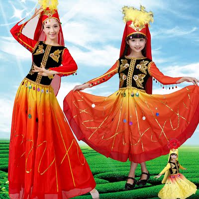 新款新疆维吾尔族舞蹈演出服装 少数民族舞台演出服 成人连衣裙