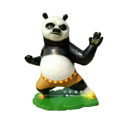 玻璃钢功夫熊猫动物雕塑树脂大熊猫卡通仿真彩绘模型招财摆件