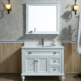 橡木北欧美式卫浴室柜组合落地简约卫生间洗手台池漱脸面盆大理石