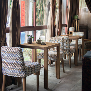 初觉实木西餐椅酒店售楼处餐桌椅欧式实木椅子北欧时尚咖啡靠背椅