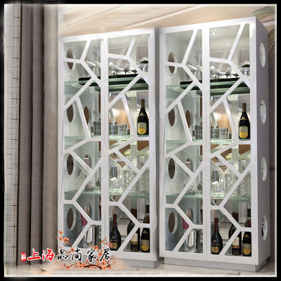 白色钢琴烤漆酒柜镂空酒柜钢化玻璃酒柜创意酒柜储物柜装饰柜定制