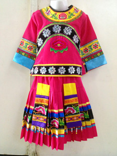 2015新款民族服装 小孩 苗族 彝族 哈尼族 水族 羌族 舞台 演出服