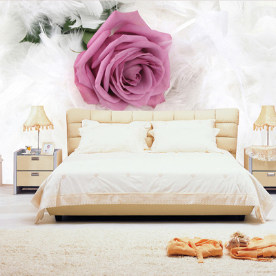 现代玫瑰花壁纸3D大型壁画 客厅卧室床头温馨浪漫电视背景墙纸