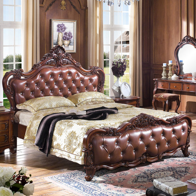 世纪之恋欧式床 实木床 双人床 古典床1.8米美式床 美式深色家具