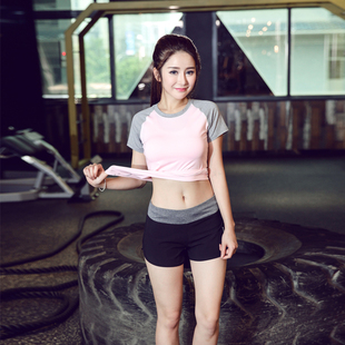 韩国专业瑜伽服套装女春夏季假两件运动短裤健身房显瘦速干衣跑步