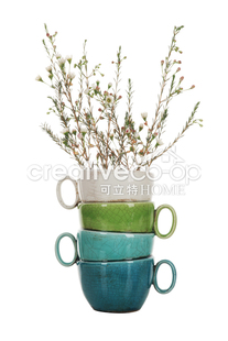 可立特家居饰品创新层叠茶杯造型花盆陶制个性花盆多彩小花盆