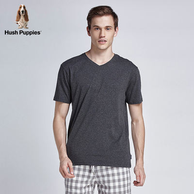 Hush Puppies 暇步士T恤衫2016新款莫代尔棉V领T恤男士短袖T恤衫