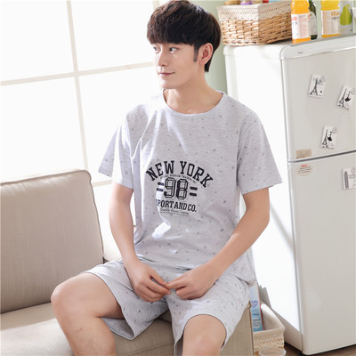 17夏睡衣男士莫代尔短袖睡裤青少年韩版初中学生加大码家居服套装