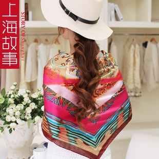 上海故事民族风复古大方巾韩国女士夏季防晒空调披肩围巾两用丝巾