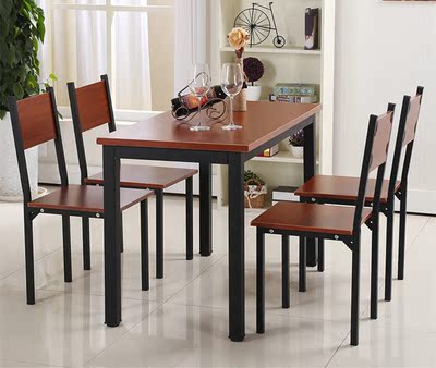现代钢木餐桌家用小户型饭店餐馆餐桌椅组合洽谈办公桌快餐桌饭桌