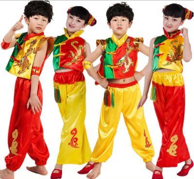 六一儿童演出服男女少儿幼儿表演服喜庆秧歌民族舞蹈服饰腰鼓舞服