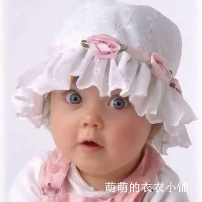 韩版夏天帽子花朵镂空纯棉女宝宝盆帽遮阳帽婴儿太阳帽子凉帽防晒
