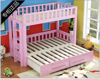 实木高架床沙发子母床童床高低床上下铺组合床拖床推抽拉沙发床
