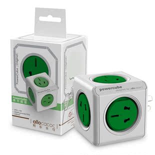 阿乐乐可魔方插座绿色基本款一转多插座转换器转二分四扩展插排
