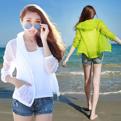 2017夏季超薄款防晒衣女沙滩女装长袖防晒服短款外套防晒衫空调衫