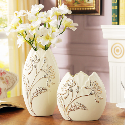 欧式陶瓷花瓶插花器客厅电视柜家居软装饰品描金摆件个性结婚礼物