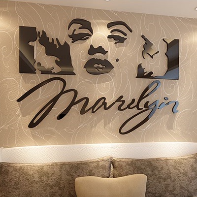 玛丽莲梦露创意人物贴画欧式客厅沙发背景墙装饰亚克力3D立体墙贴