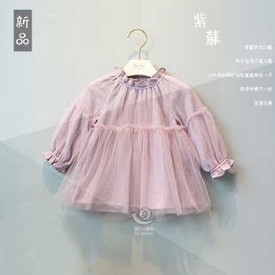 小童连衣裙 韩国品牌拼接纱裙 童裙上衣女童公主裙婴幼儿长袖裙子