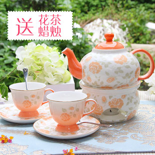 欧式骨瓷陶瓷玻璃花茶具套装耐热玻璃花茶壶过滤加热水果茶壶包邮