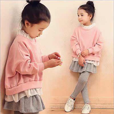 童装女童秋装2016新款套装中大童长袖裙裤两件套加厚儿童韩版卫衣