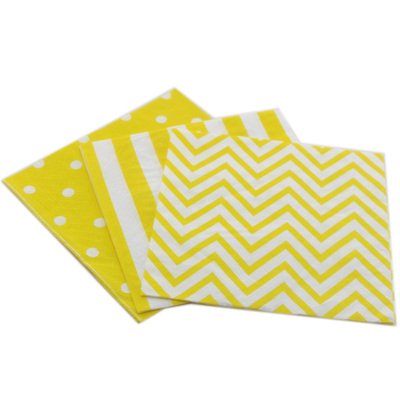 彩色印花餐巾纸一次性黄色纸巾 派对装饰纸餐巾面巾纸婚庆纸巾