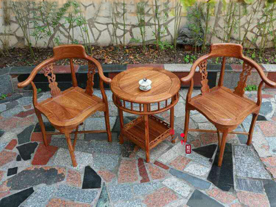 红木家具茶椅休闲椅三角椅非洲花梨情侣椅刺猬紫檀咖啡椅实木沙发