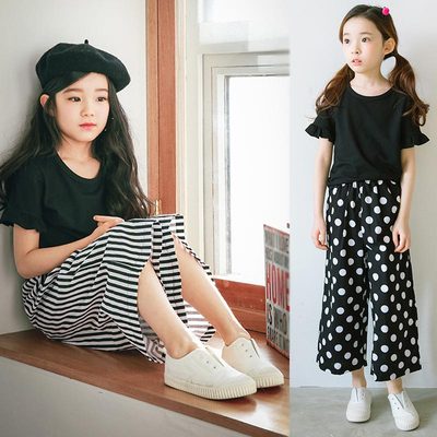 11韩国女童装套装2017夏装10大童休闲短袖12小孩15岁小学生阔腿裤