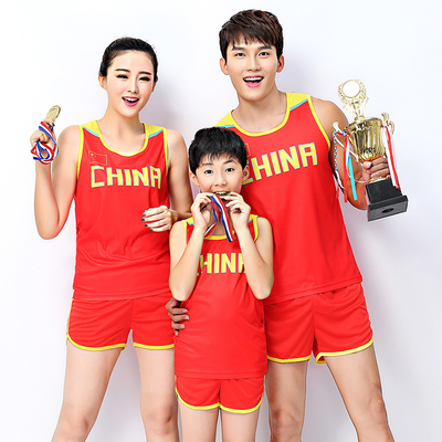 中国队儿童田径服男女款马拉松跑步背心训练比赛运动服定制队服