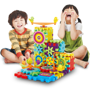 儿童电动百变积木建构组装电子齿轮拼插拼装拼图益智塑料玩具81片