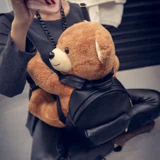 2018新款潮流 大小熊双肩包 pu皮熊猫儿童少女时尚背包包袋 特价