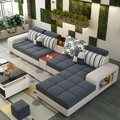 布艺沙发现代简约大小户型客厅整装家具可拆洗多功能储物L型沙发