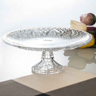 无铅果盘玻璃 高脚果盘欧式特价蛋糕盘干水果盘客厅创意大号果盆
