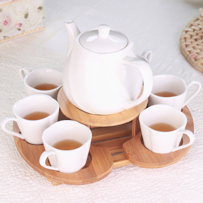 整套茶具茶杯陶瓷茶艺杯纯白瓷功夫茶杯套装加热装置木底茶具套装