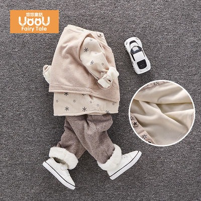 宝宝秋装套装男0-3岁潮婴儿冬装衣服加绒三件套一岁宝宝冬装加厚