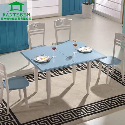 梵特森简约现代小户型饭桌 全实木烤漆餐桌 可伸缩折叠餐桌椅组合