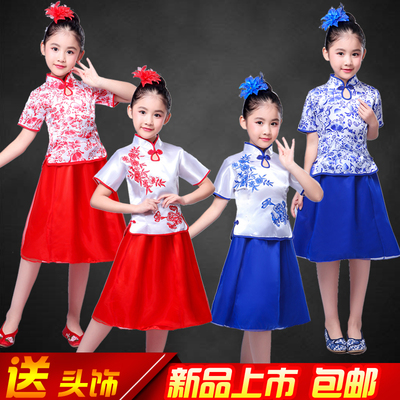 六一儿童合唱服装中小学生青花瓷诗朗诵少儿公主蓬蓬裙演出礼服夏