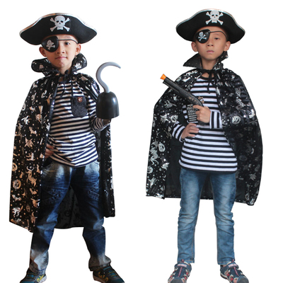 六一万圣节成人儿童节 男女海盗魔法巫婆披风帽钩舞会表演出服装