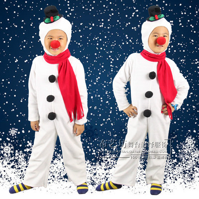 童装圣诞节儿童表演服男童雪人造型服饰圣诞节女童雪娃娃演出服装